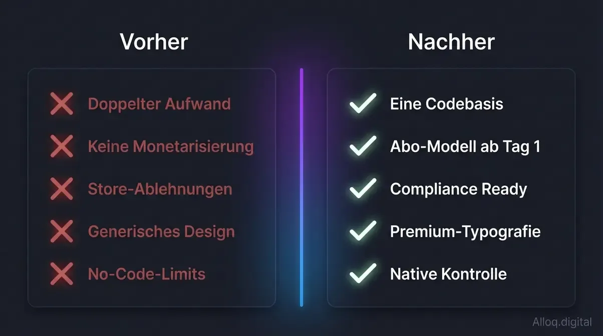 App Entwicklung gelöste Probleme – von doppeltem Aufwand zu einer Codebasis für iOS und Android