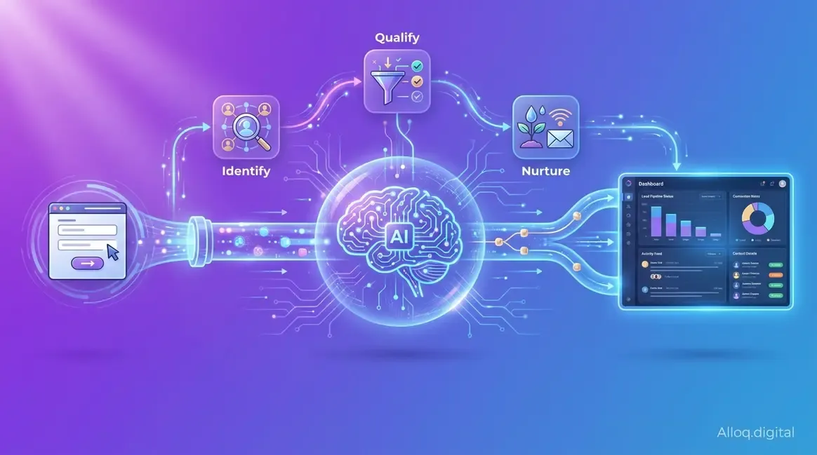 Automatisierte Leadgenerierung Funnel mit KI-Scoring und CRM-Integration für B2B-Teams