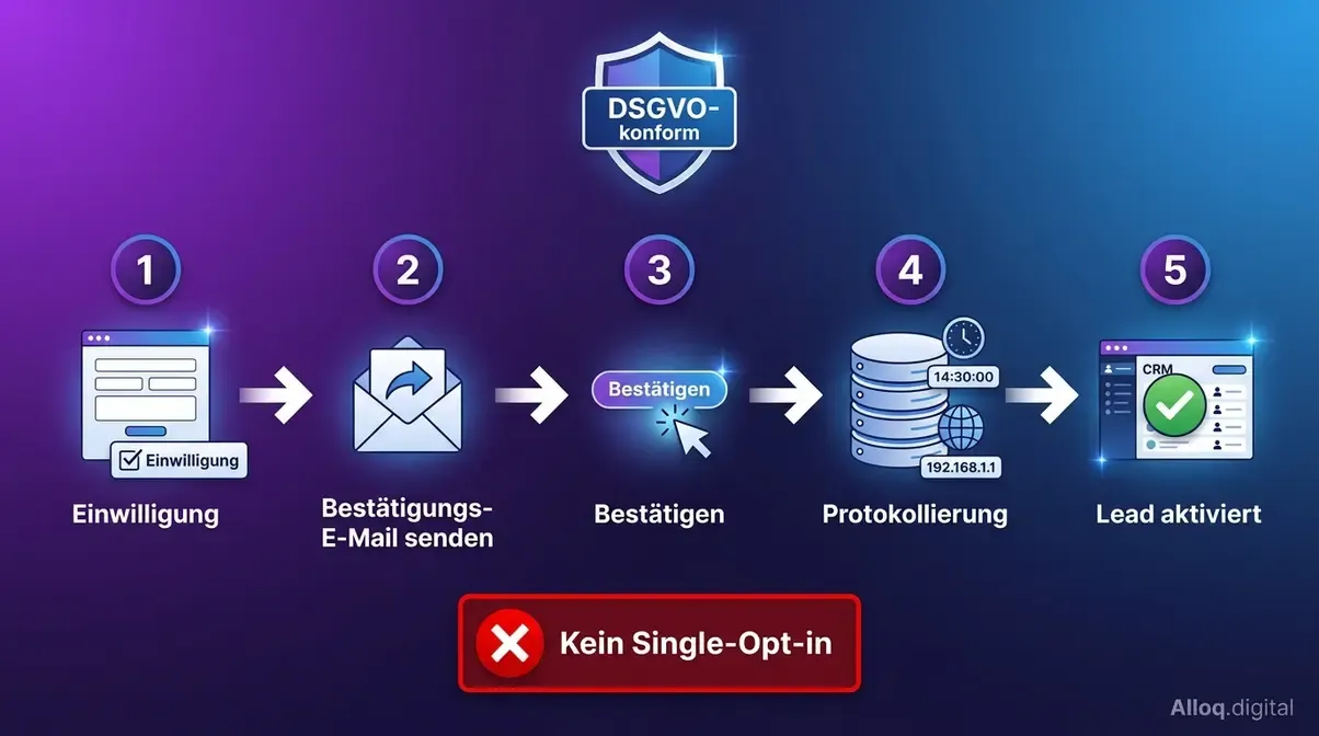 DSGVO-konformer Double-Opt-in-Prozess in fünf Schritten für automatisierte Leadgenerierung erklärt