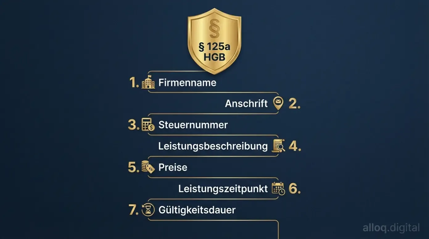 Checkliste der 7 Pflichtangaben nach HGB für rechtssichere Handwerker-Angebote