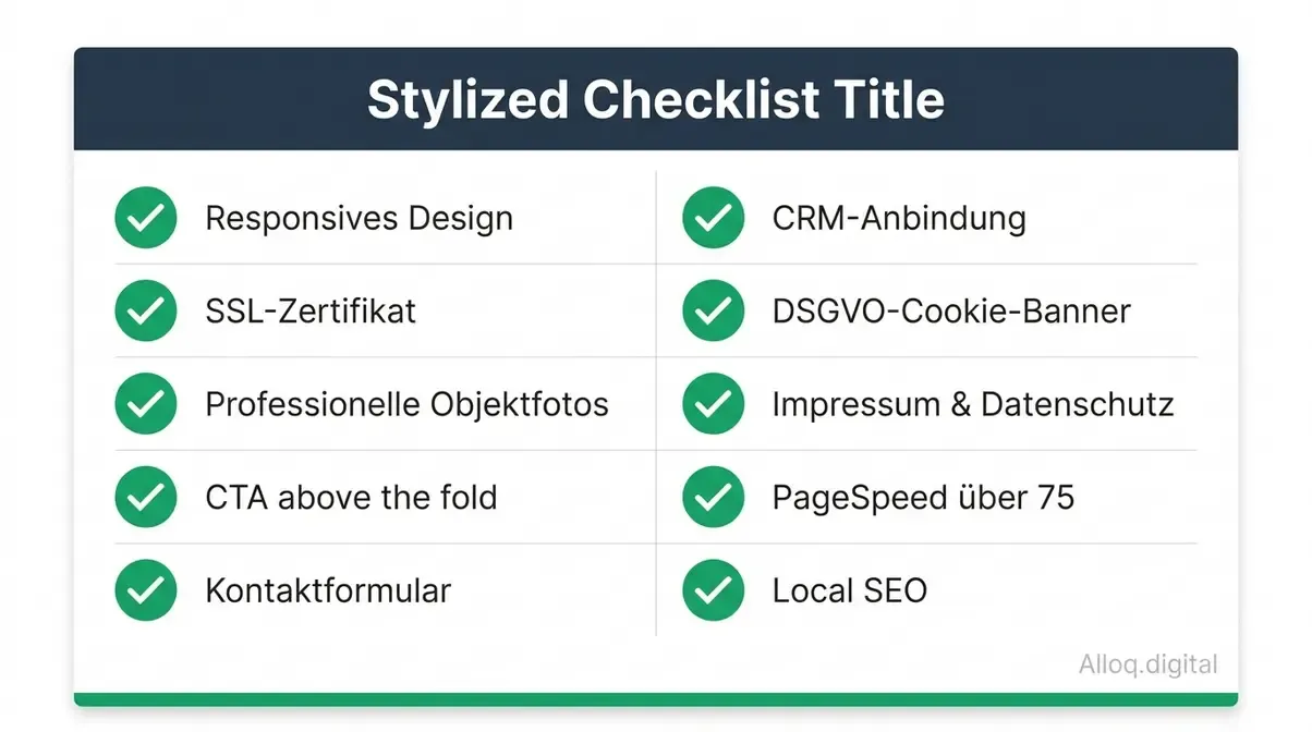 Checkliste mit zehn Must-Haves einer professionellen Website für Immobilienmakler inklusive DSGVO und CTA