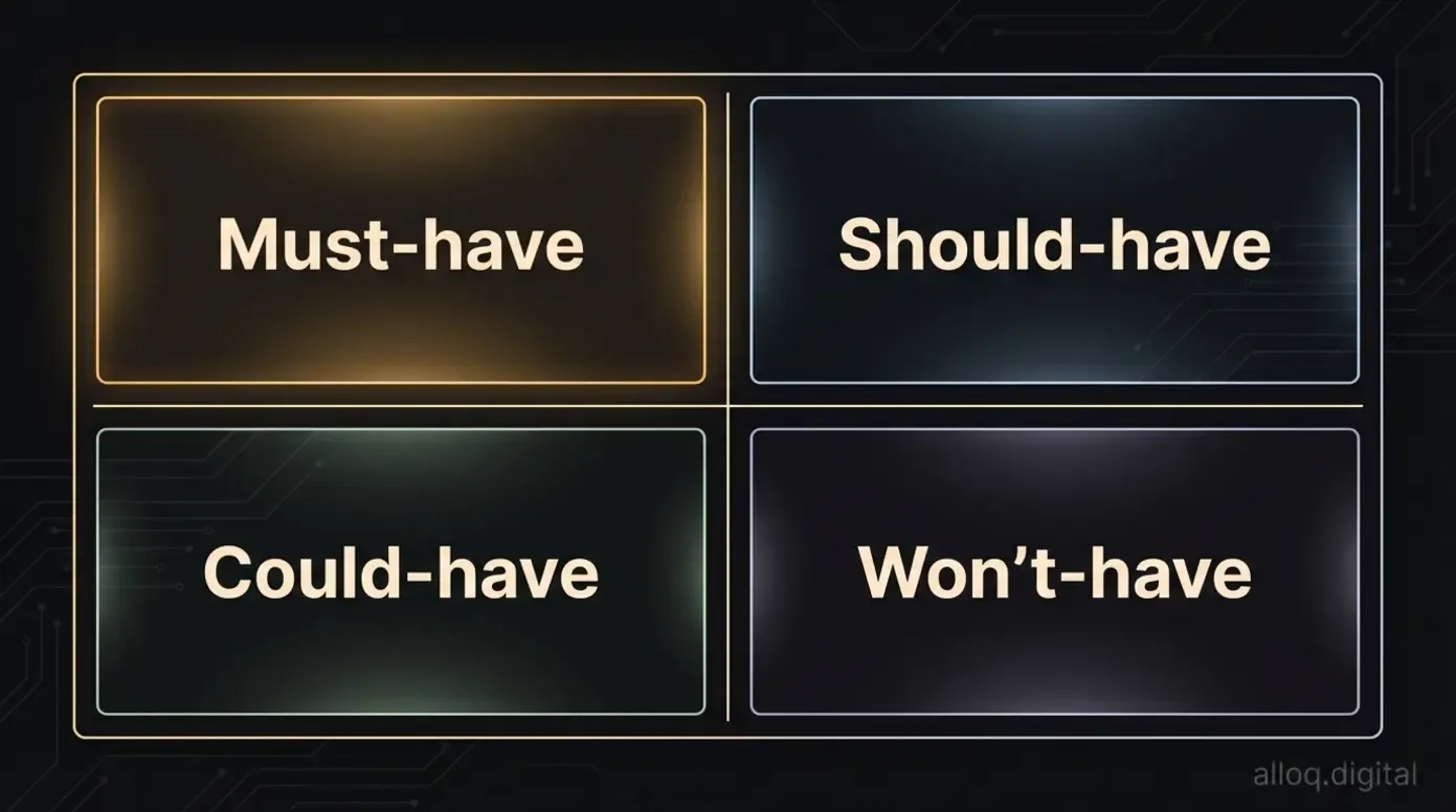 Quadrantendiagramm der MoSCoW-Priorisierungsmethode
