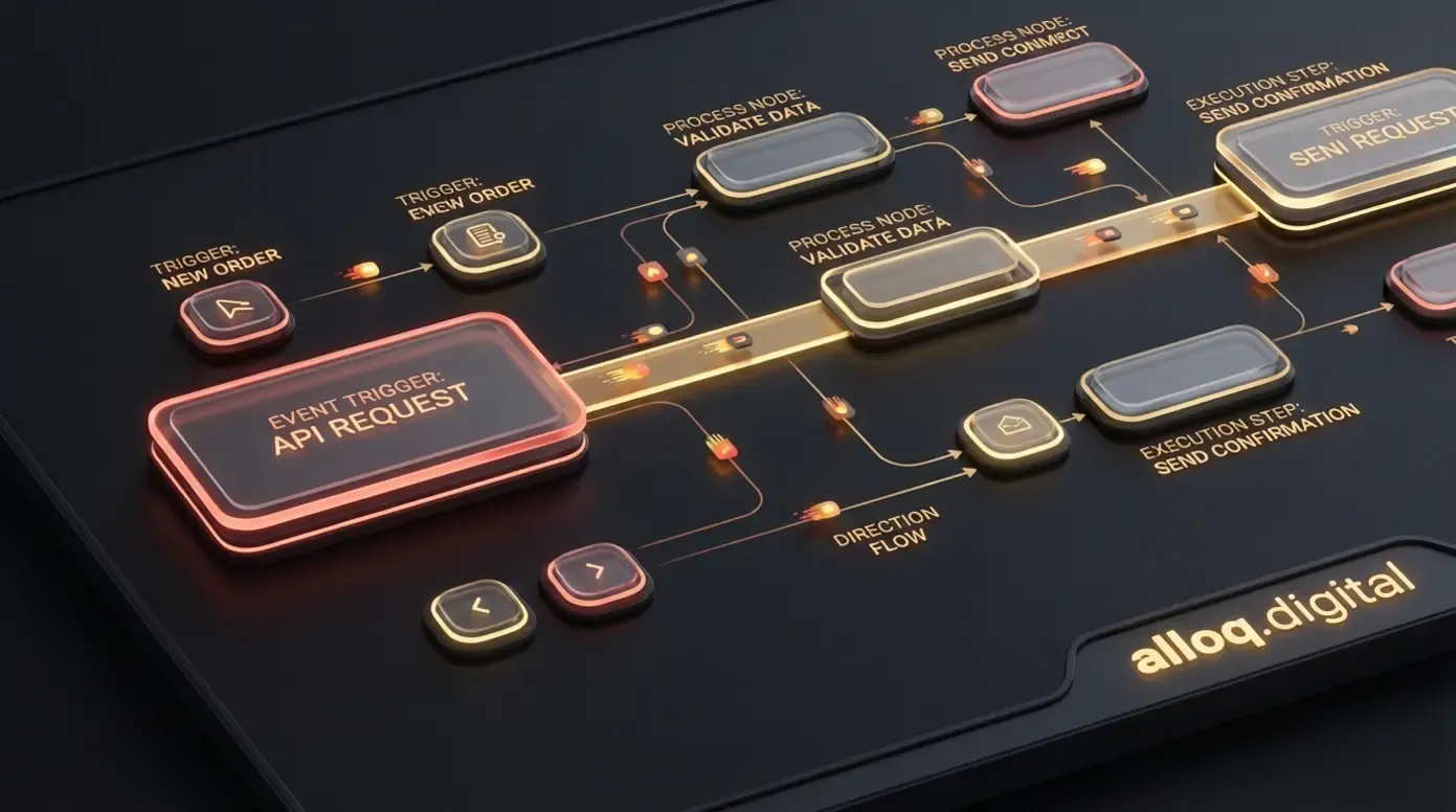 Benutzeroberfläche und Nodes einer n8n Automatisierung