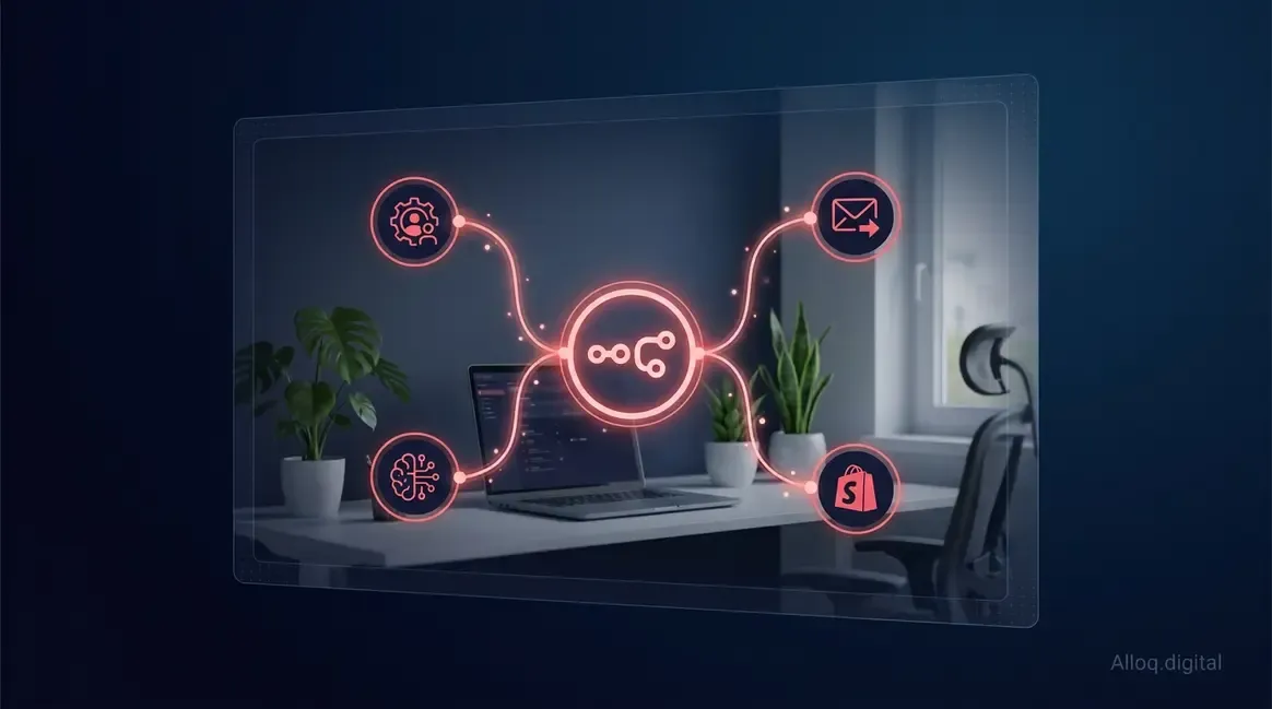 n8n Workflow-Automatisierung Übersicht mit verbundenen Nodes für KMU-Prozesse