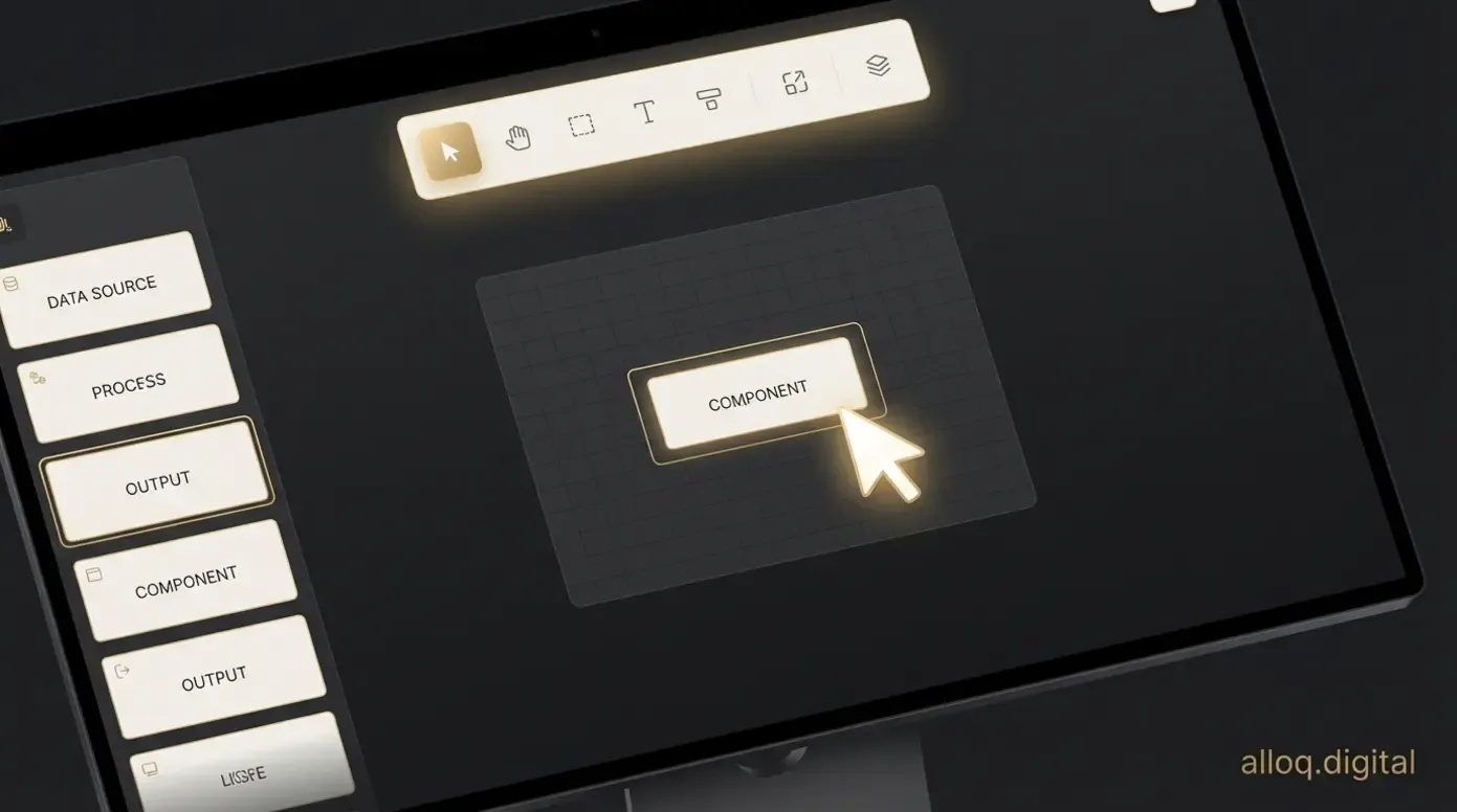 Ein minimalistisches Interface, das den Drag-and-Drop-Prozess veranschaulicht