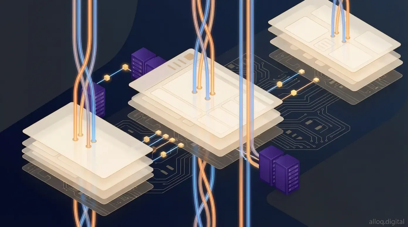 Architektur-Ebenen, die Version Control in der No-Code-Entwicklung darstellen