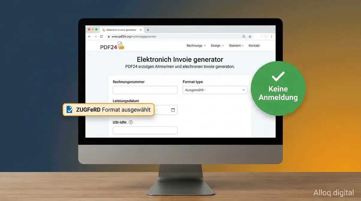 PDF24 E-Rechnung Generator im Browser – ZUGFeRD Rechnung ohne Anmeldung kostenlos erstellen
