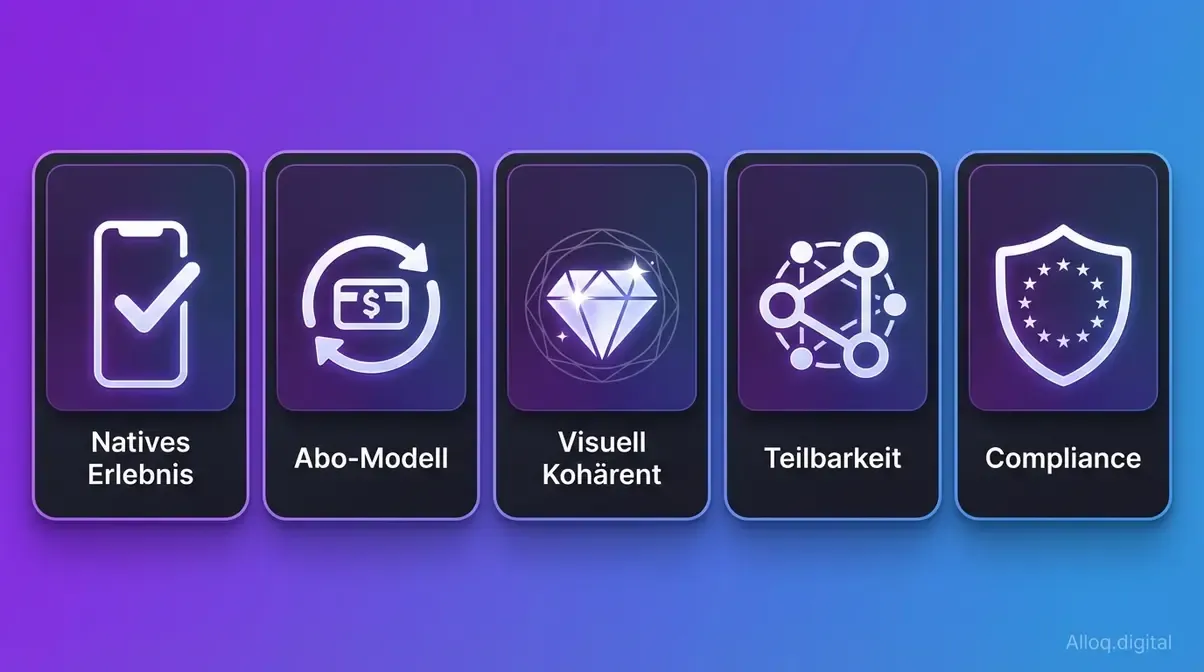 Premium App Entwicklung Qualitätskriterien – natives Erlebnis, Abo-Modell und DSGVO-Compliance