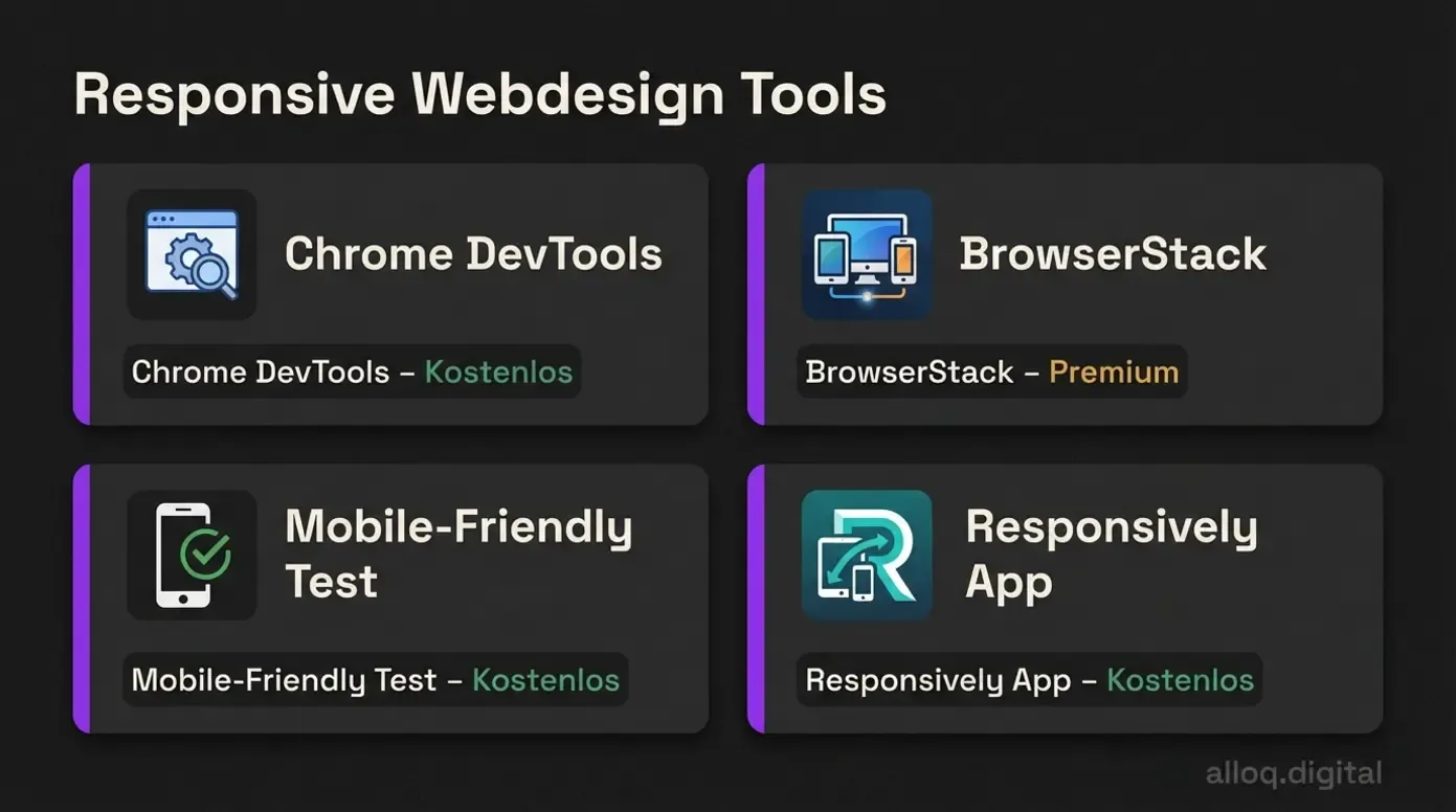 Übersicht der vier besten Tools zum Testen von Responsive Webdesign: DevTools, BrowserStack und mehr