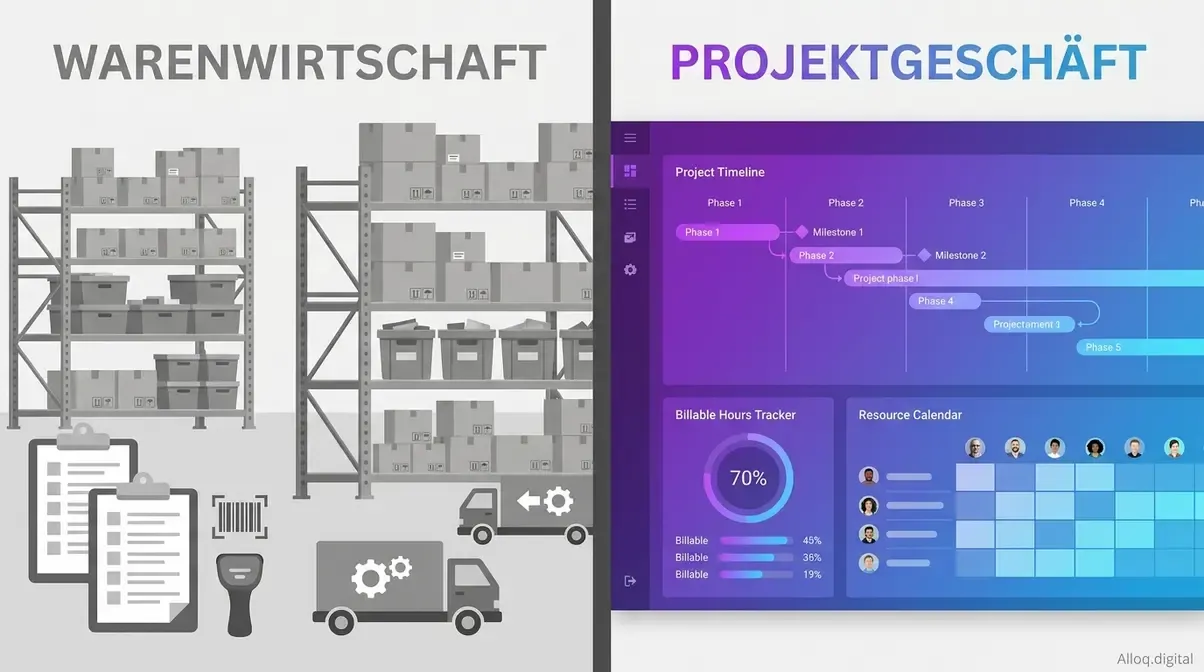Vergleich Warenwirtschaft versus Projektgeschäft zeigt fundamentale ERP-Unterschiede für Dienstleister