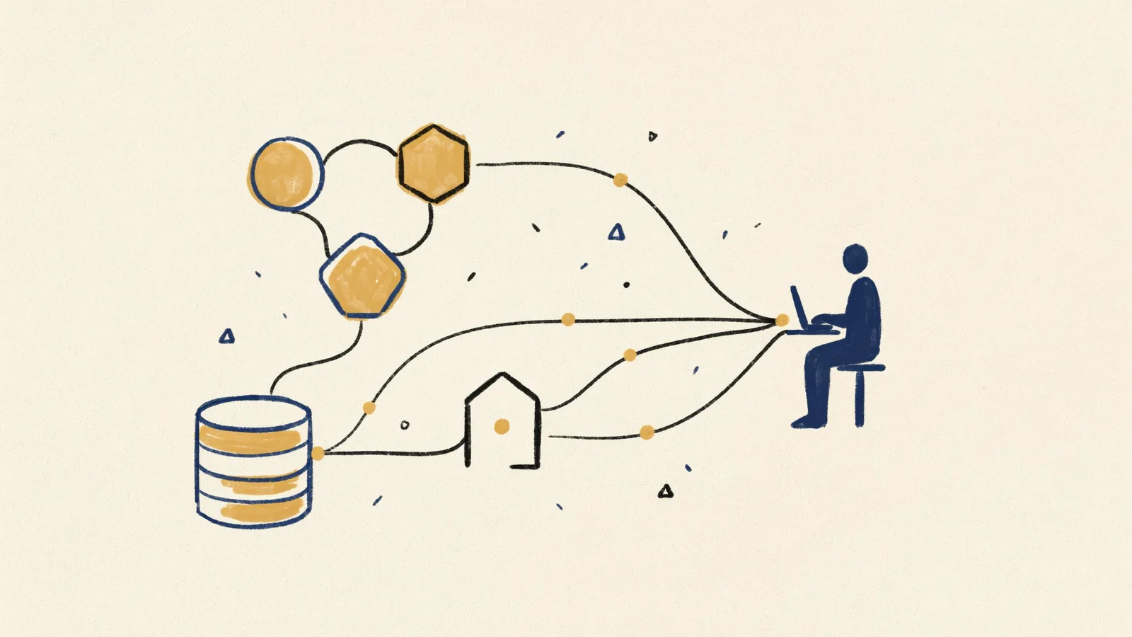 Illustration showing common patterns across the best ai agent examples: tools, data, and human oversight