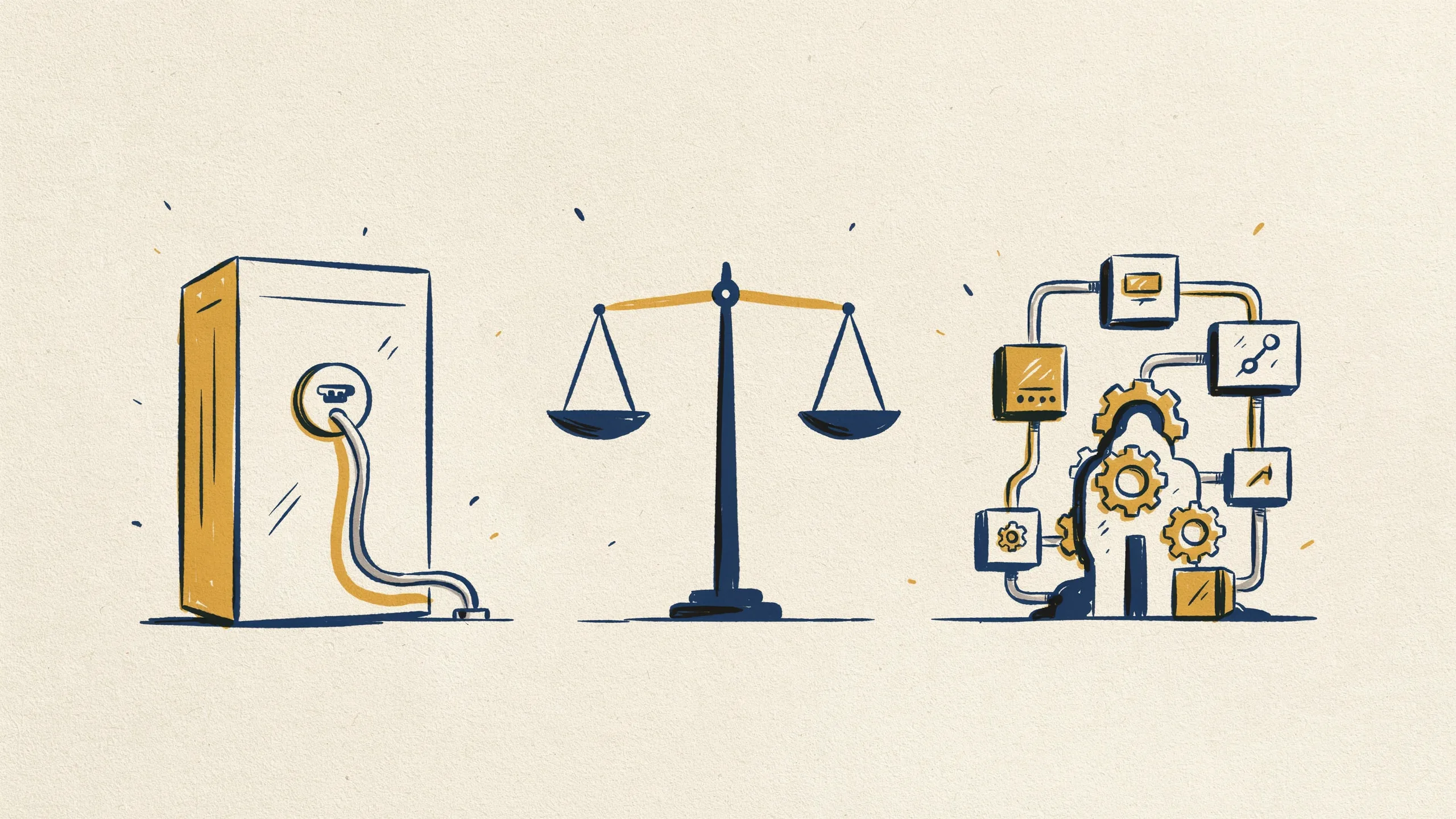 Illustration zeigt die Entscheidung zwischen fertiger SaaS-Angebotssoftware und eigenem n8n-Workflow für die KI-Angebotserstellung