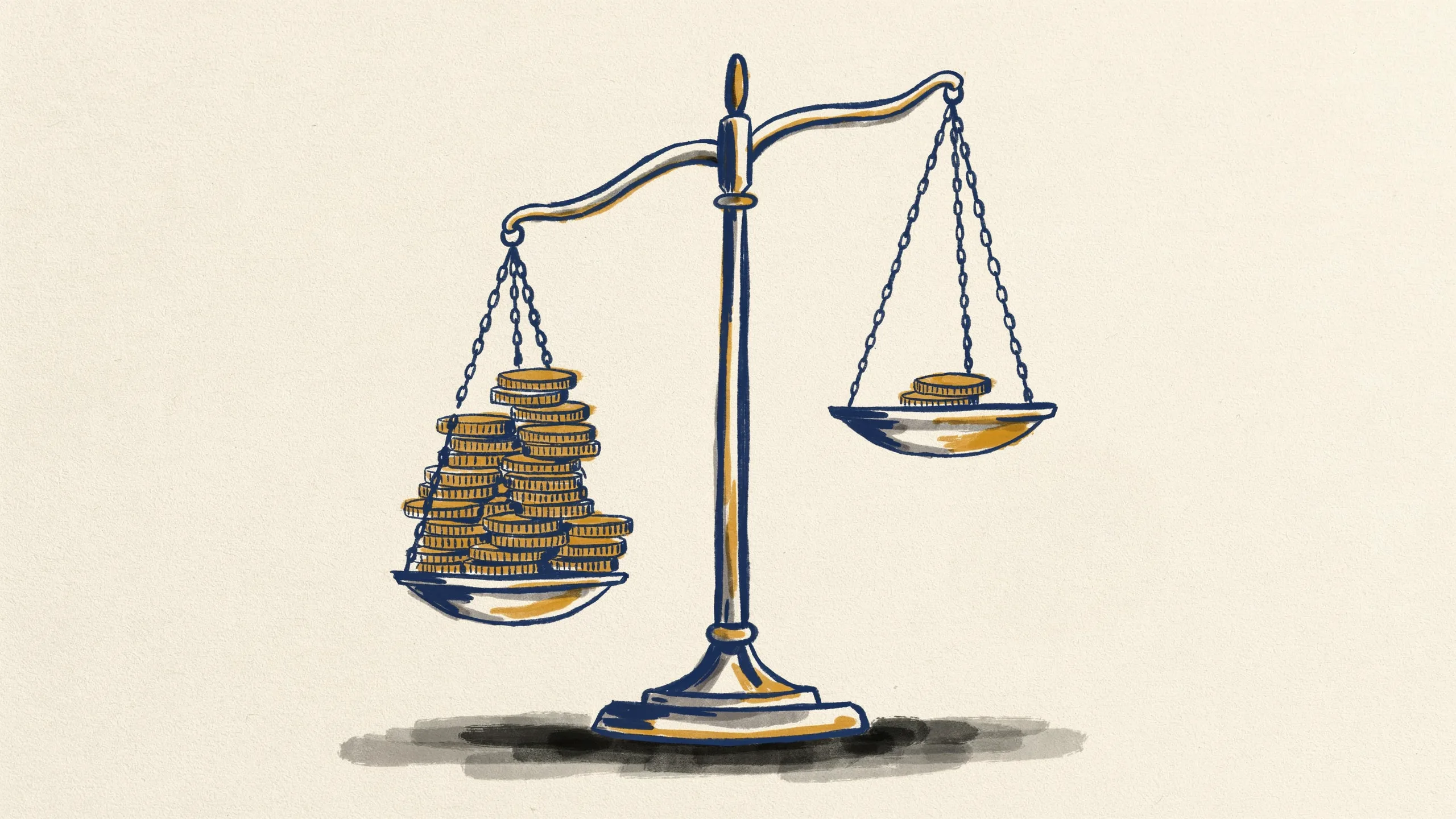 Illustration einer Waage, die verpasste Umsätze gegen die geringen Kosten eines KI-Telefonassistenten abwägt